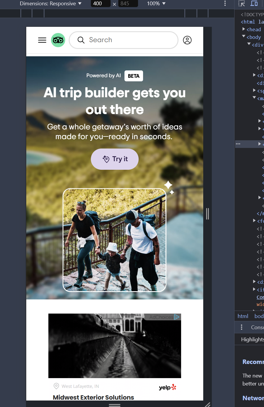 Image showing a responsive travel website on desktop and mobile for optimal user experience.